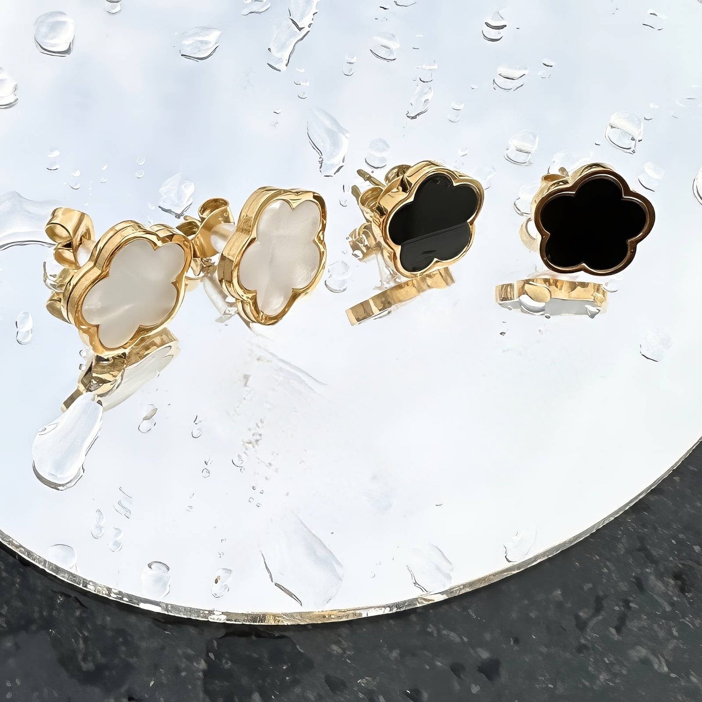 Naušnice Florelle od nehrđajućeg titanijskog čelika s 18k pozlatom - Julié Jewellery Store